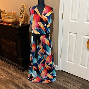 Sunny Leigh geometric multi colored maxi dress xl